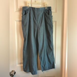 Baxter & Wells Women's 12 Linen Rayon Teal Casual Summer Cropped Capri Pants